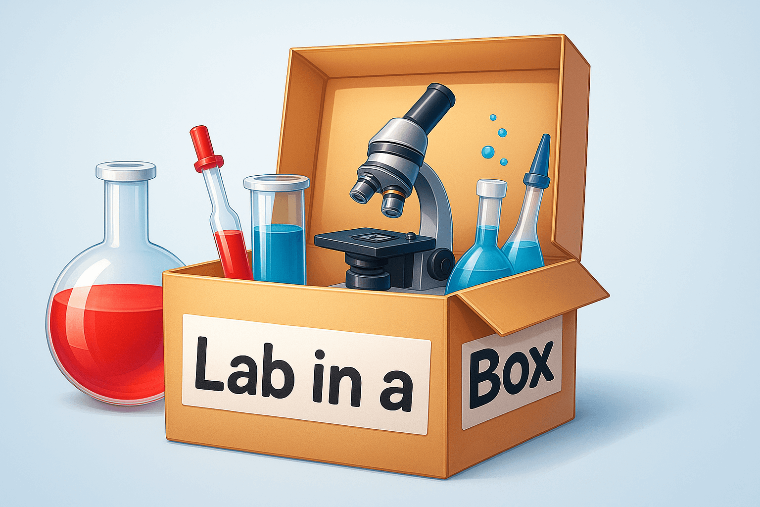 Box mit unterschiedlichem Labormaterial